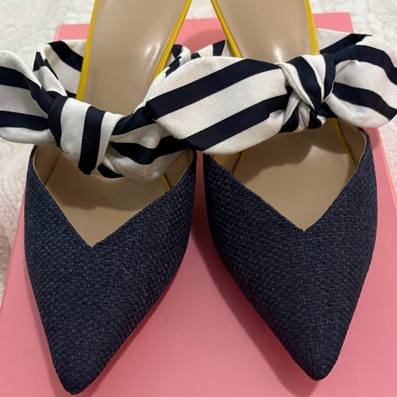 CAbi Women's Navy and White Bow Mules - Picture 3 of 9